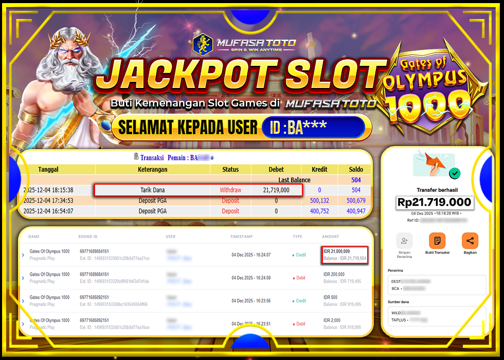 MUFASATOTO JACKPOT PRAGMATIC PLAY Rp.21.719.000|LUNAS